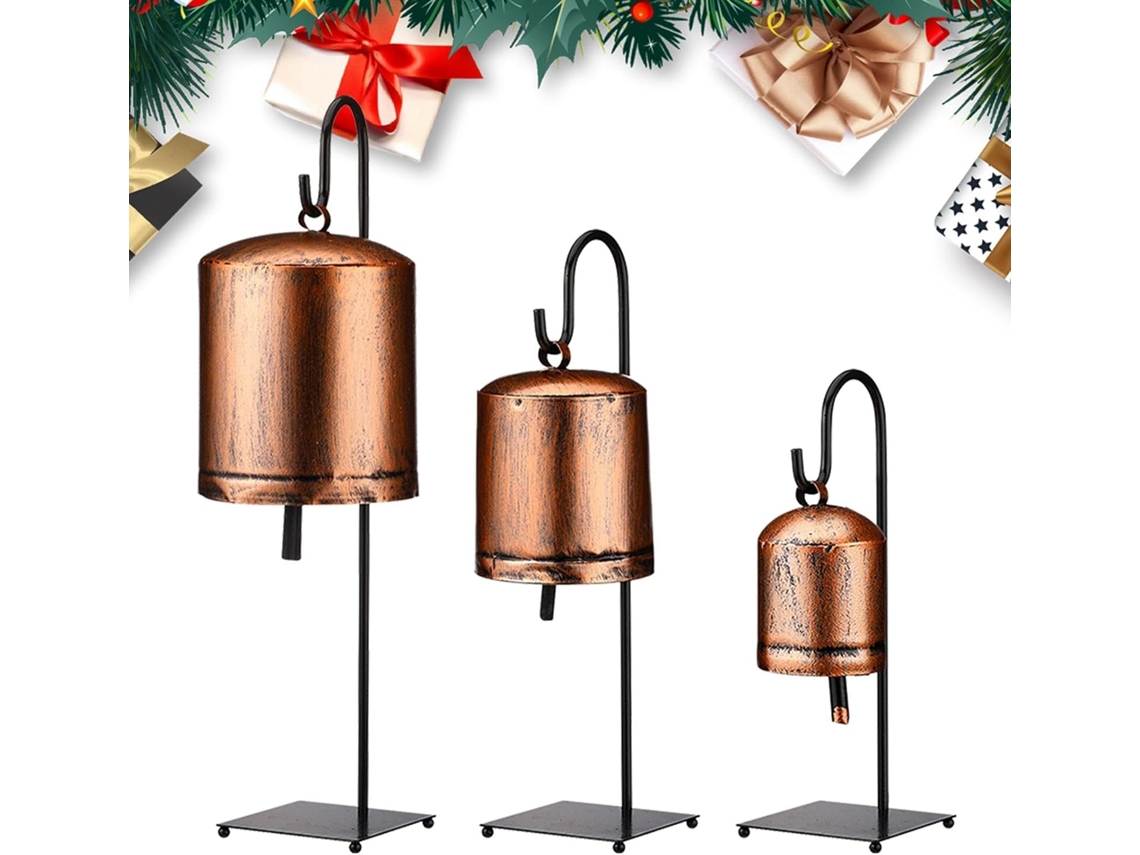 Sinos De Natal Em Estilo Country Retrô, 3 Unidades Em Metal Para Decoração Natalina, Casa Rústica.