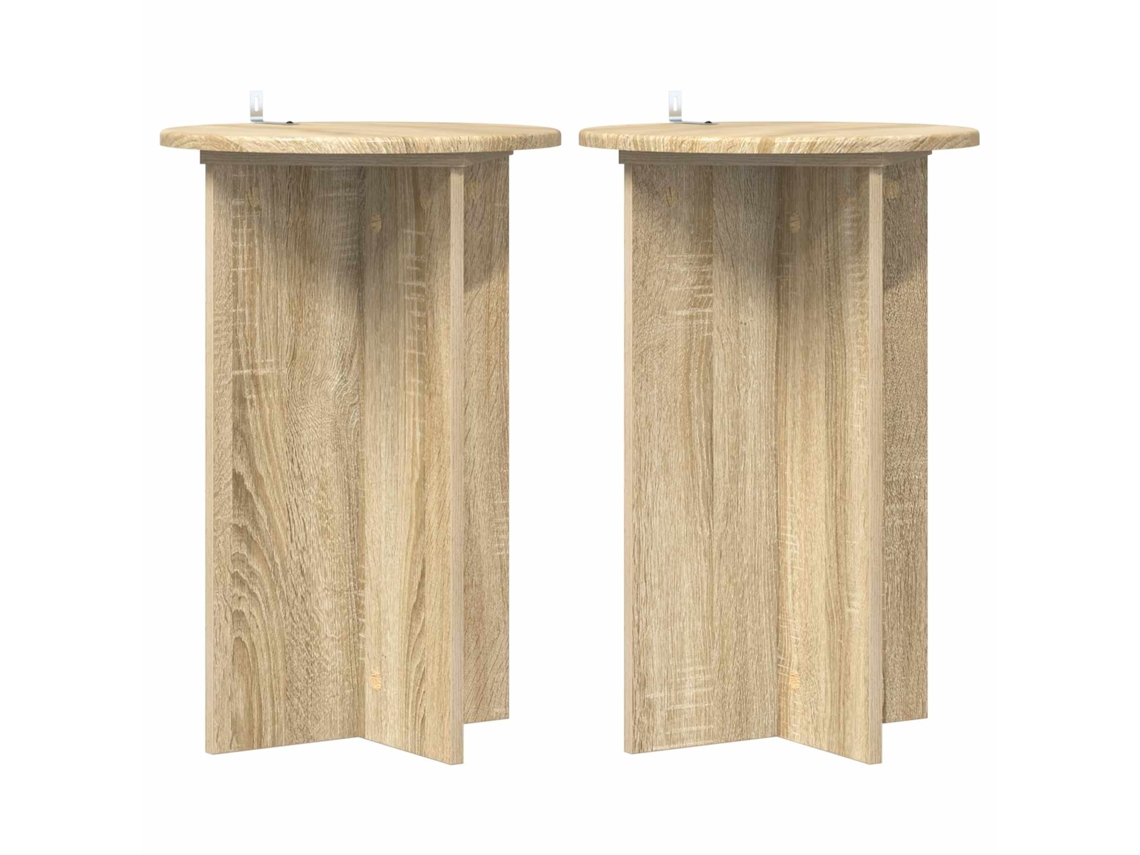 Conjunto 2 Suporte Moderno Para Plantas Vidaxl Castanho Derivados De Madeira (ø40 X 60 Cm)