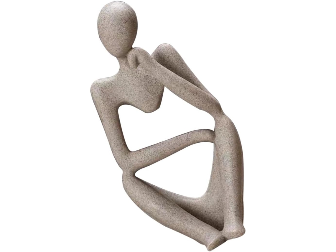 Estátua Decorativa Pensador Resina Arenito Escultura Abstrata Moderna Estilo Único Decoração Escritório Estar GOKOCO