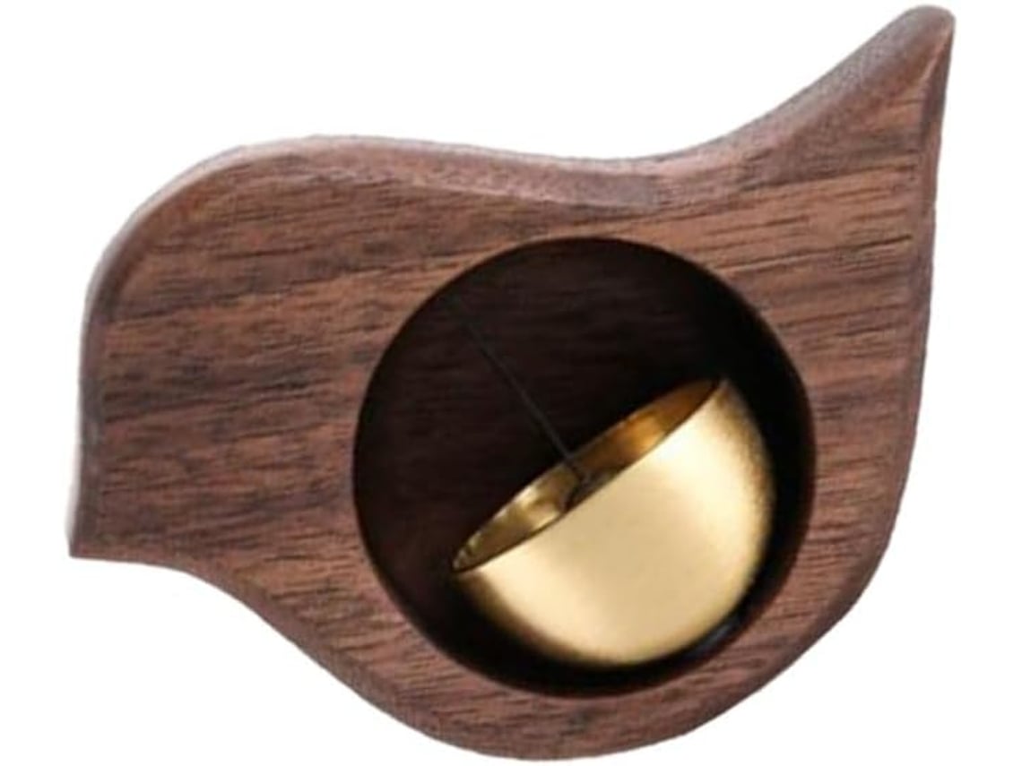 Sino De Vento Em Forma De Pássaro, Feito De Nogueira Preta E Latão, Para Decoração De Portas De Escritório.