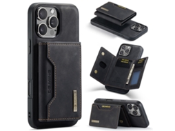 Capa Magnética Para Iphone Com Compartimento Para Cartão, Capa Magnética Bipartida Para Celular, Preta, Ip16 Pro_max.