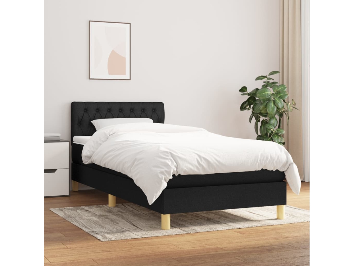 Vidaxl Cama Com Molas/colchão 80x200 Cm Tecido Preto