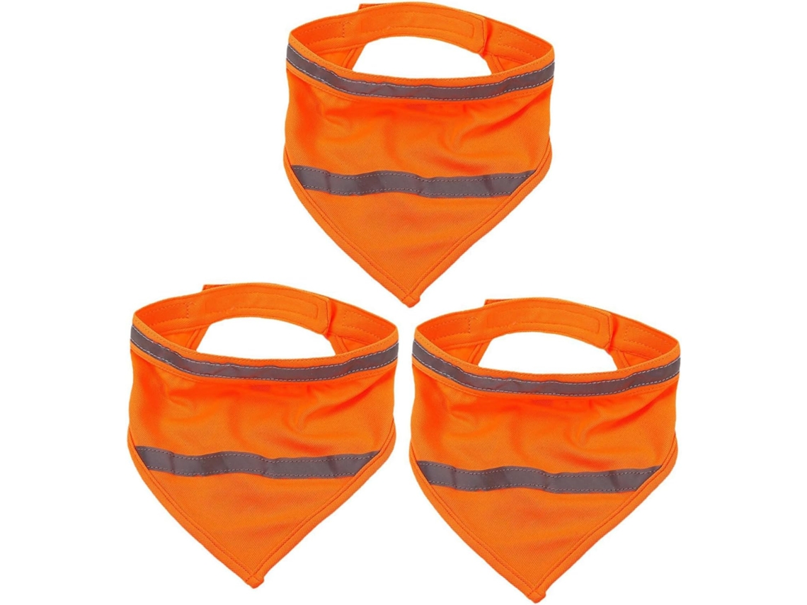 Bandana Refletora Cães Iplusmile, Triangular Laranja, Pacote Com 3 Peças