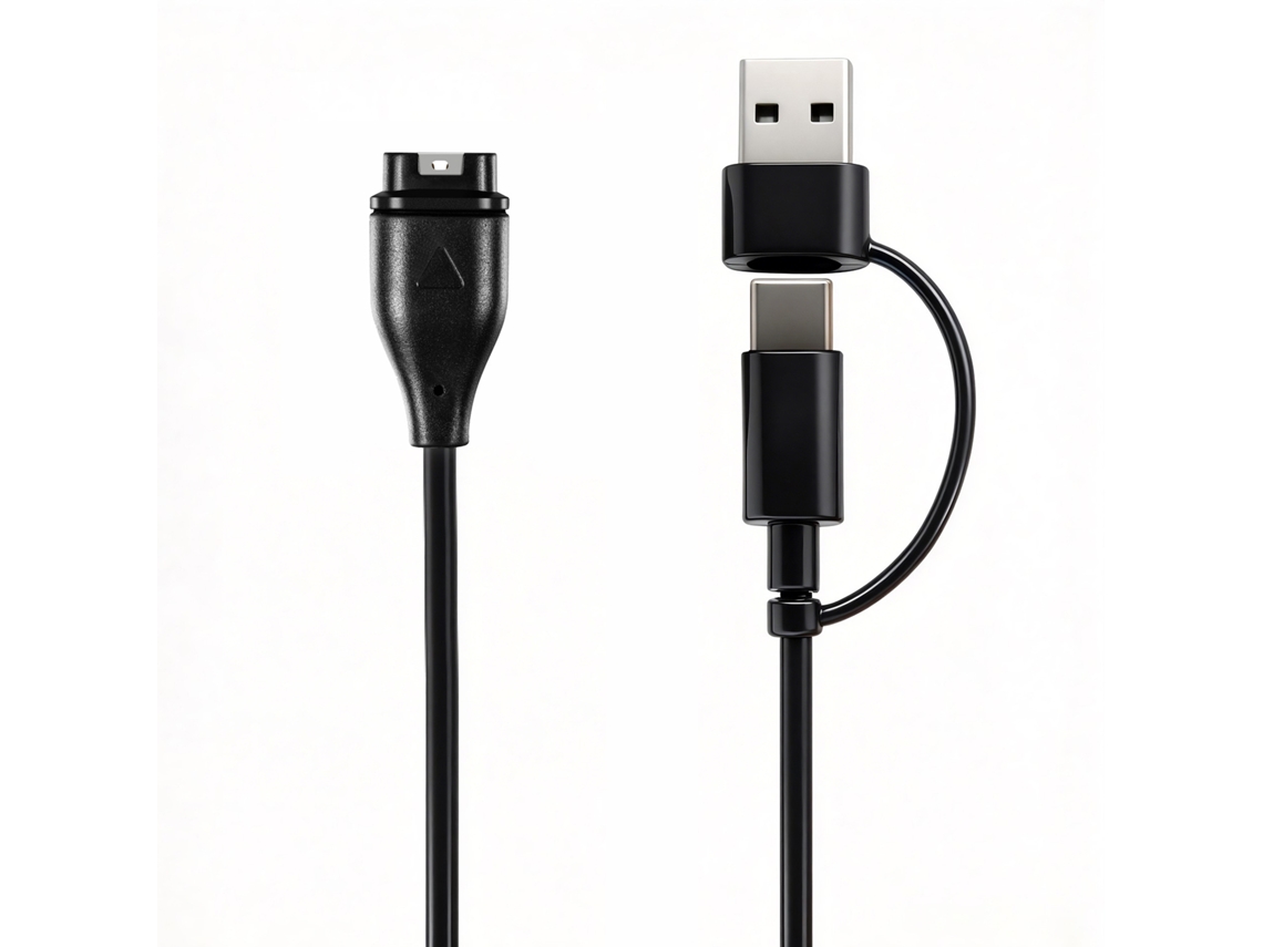 Cabo De Carregamento 2 Em 1 Usb-a E Usb-c Compatível Com Relógio Garmin Fenix 5 Preto, Yuysan