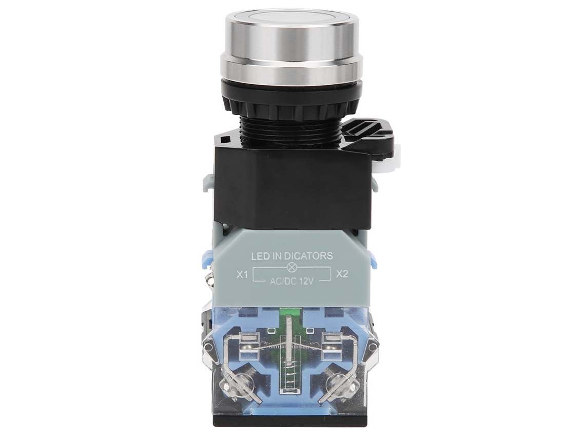 Botão De Pressão Com Luz Vermelha Autobloqueio 22mm Plástico Componente De Controle Gq38 Ac/dc12v