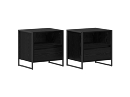 Conjunto de 2 Mesas de Cabeceira Carvalho Preto MAISON EXCLUSIVE 50x39.5x50 cm