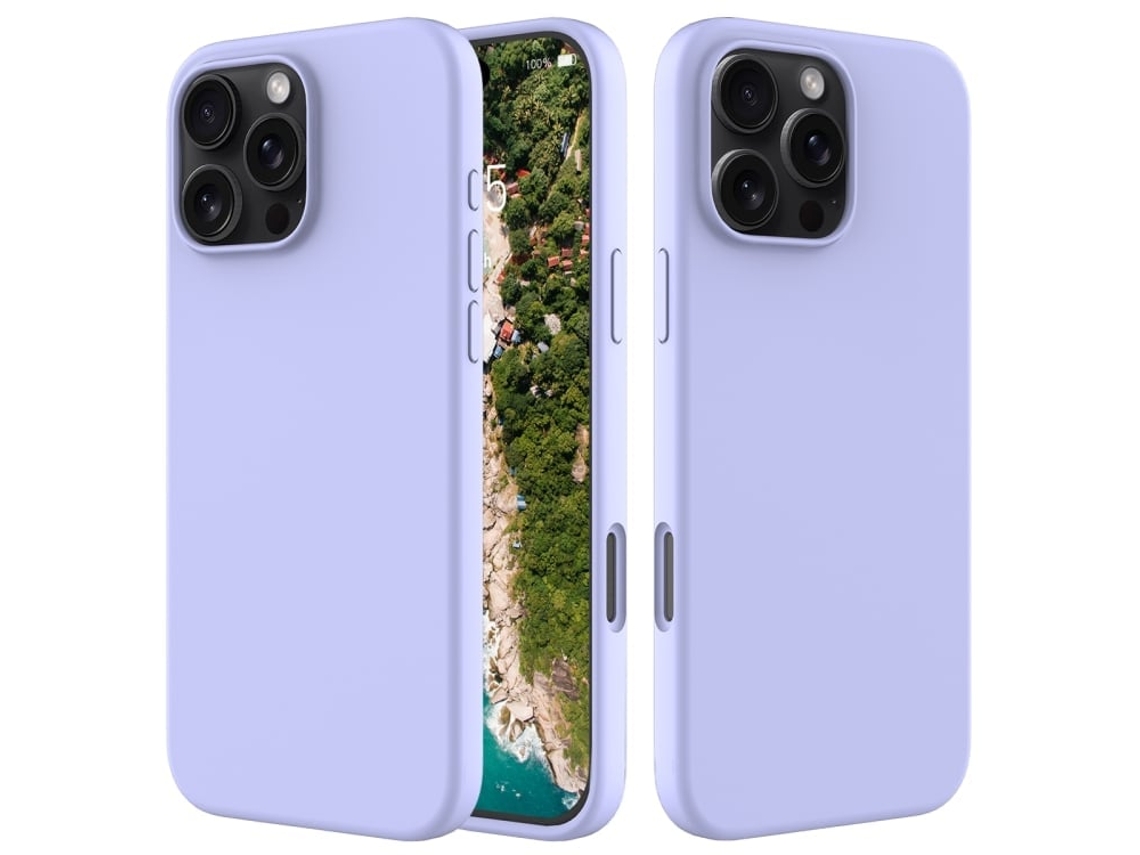 Capa De Silicone Para Iphone 16 Pro Max - Cor Sólida, Proteção Fina E Antiaderente - Roxa
