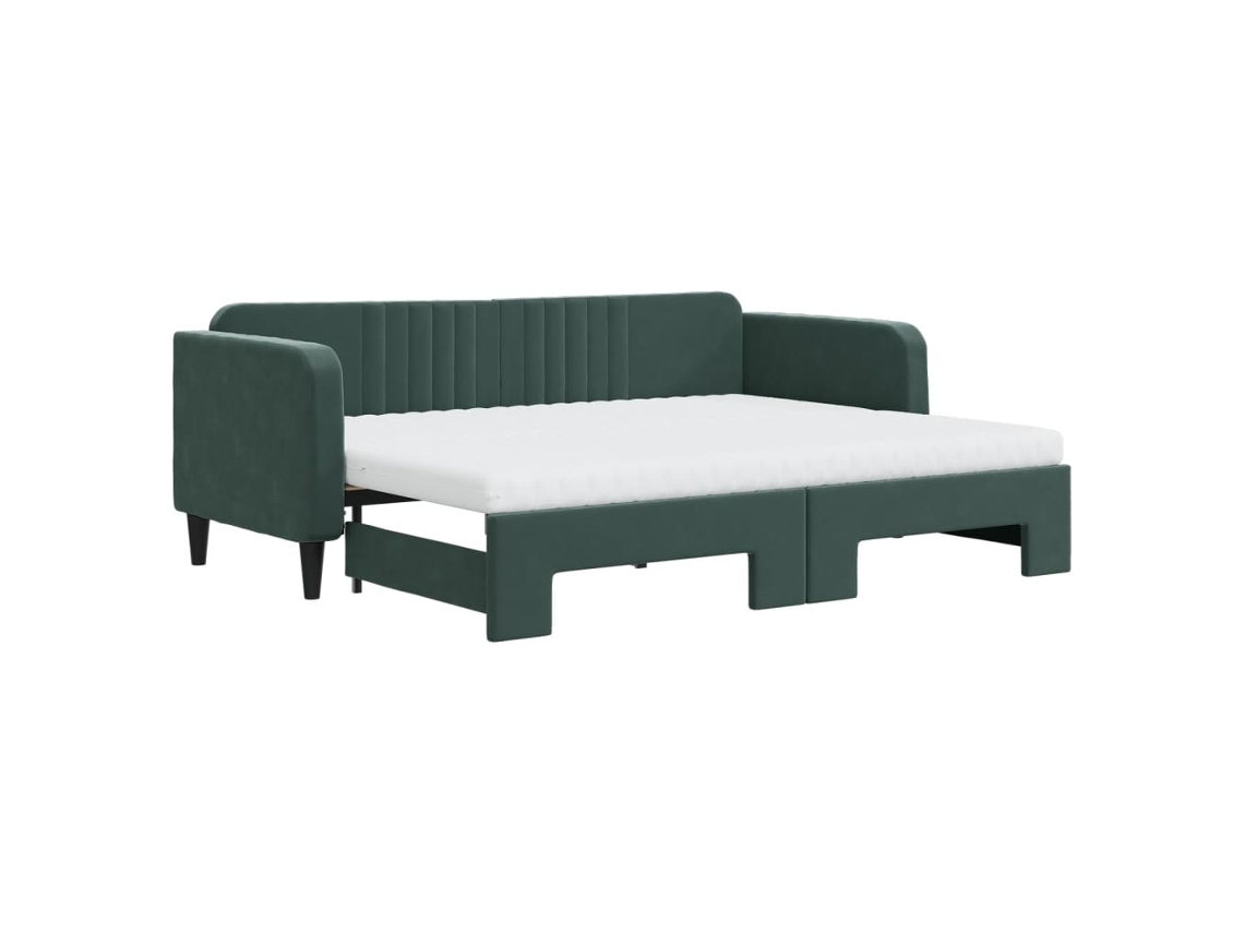 Sofá-cama com gavetão VIDAXL Verde Veludo (80x200 cm)