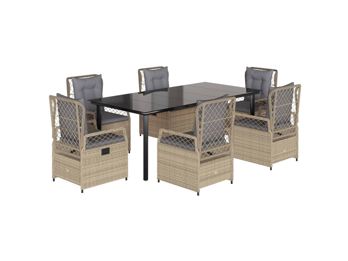 Garden Dining Set, Garden Dining Sets Vidaxl Bege Rattan / Vime (200 X 100 X 74 Cm)