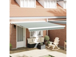 Vidaxl Tecido De Substituição Para Toldo Verde E Branco 380 X 345 Cm