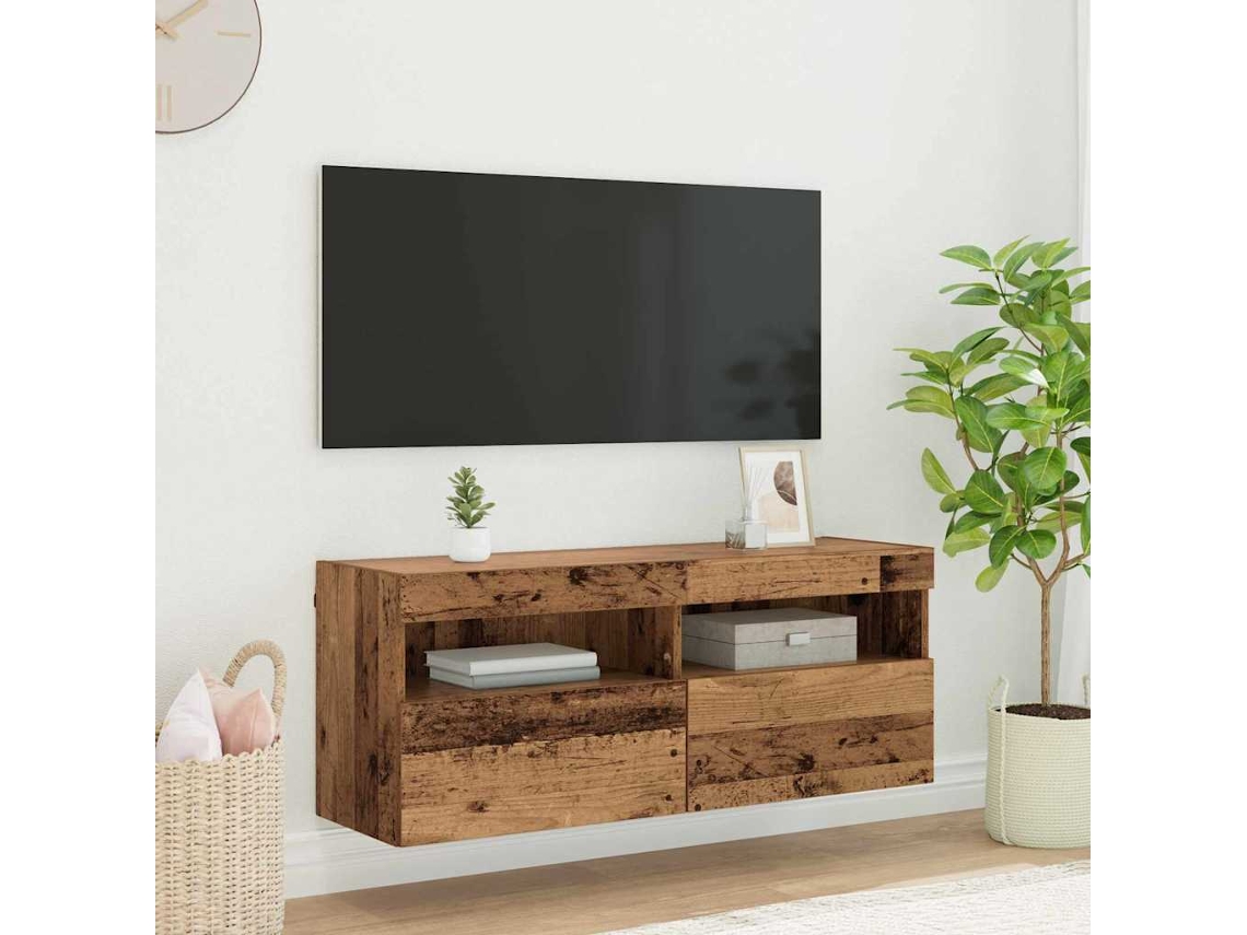 Vidaxl Armário De Tv De Parede 100 X 30 X 40 Cm Madeira Antiga