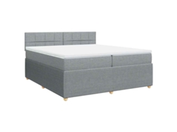 Cama com Molas/colchão 200x200 Cm Tecido Cinza claro MAISON EXCLUSIVE