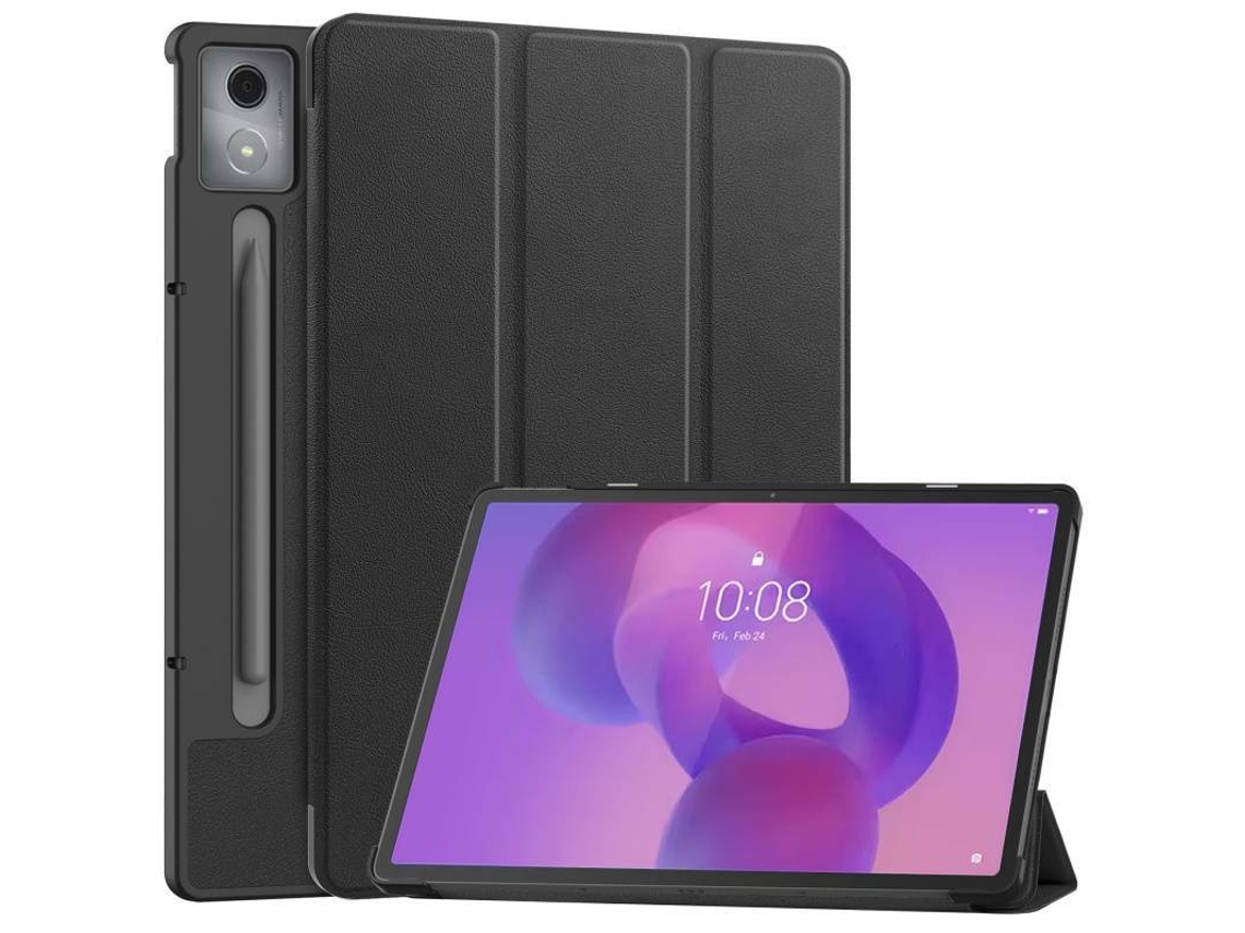 Capa Dobrável Em Três Partes Para Tablet Lenovo Xiaoxin Pad Pro 12,7” 2025, Protetora Em Pele Resistente A Impactos Preto Hexinyigjly