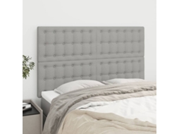 Vidaxl Cabeceira Cinza Claro 144x5x118/128 Cm Tecido