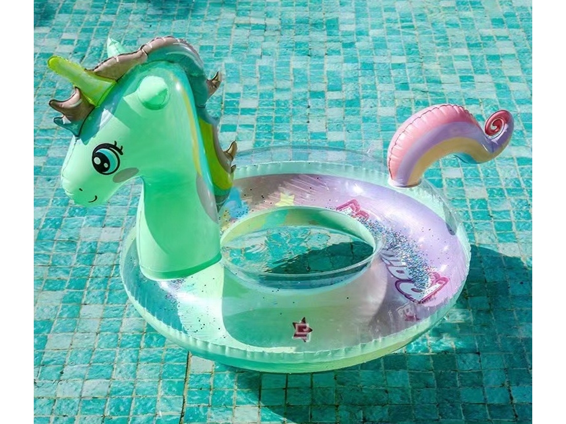 Boia Infantil em Forma de Unicórnio, Inflável e Antitumulto, Ideal para uma Praia Festas Verão, Cor Verde, Crianças, Educativo, Perfeito STELASPLEN