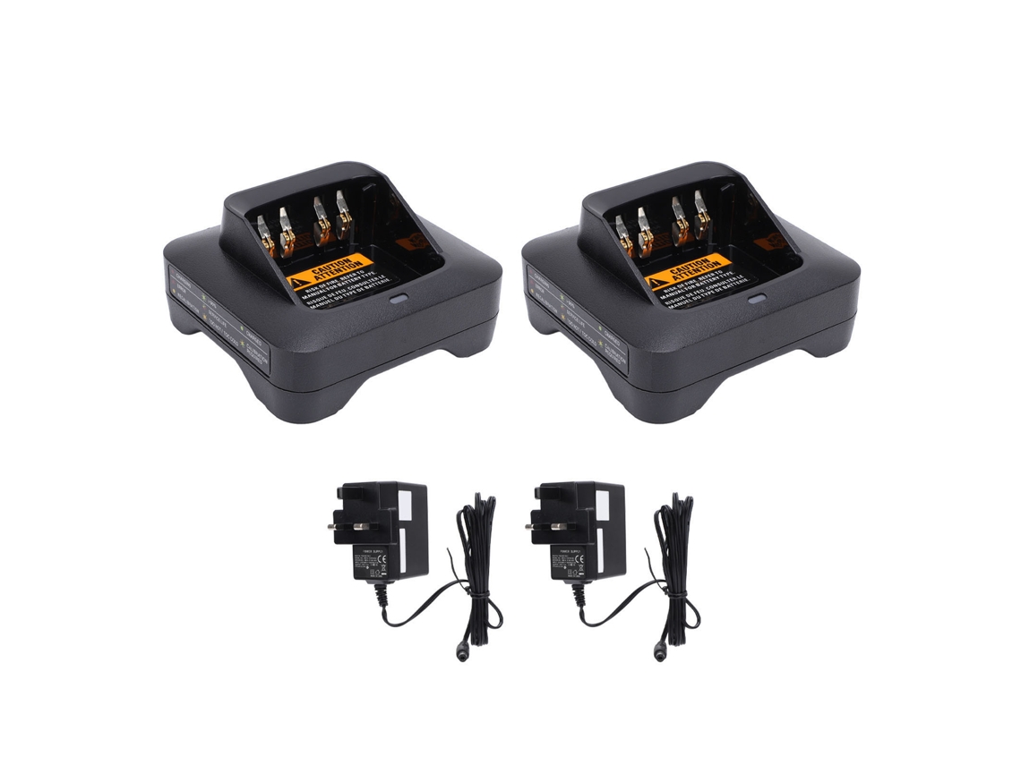 Carregador Rápido Mali para rádio APX1000, APX3000, APX4000, XPR3300 com indicador LED e proteção contra sobrecarga, 220-240V, UK plug, 2 unidades