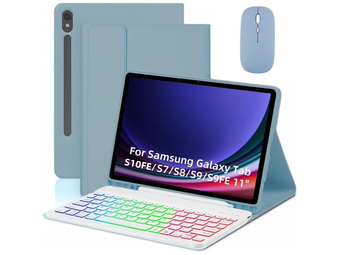 Capa de Teclado Bluetooth para Samsung Tab S10fe 11 Luz de fundo colorida com rato XIAOMOYU