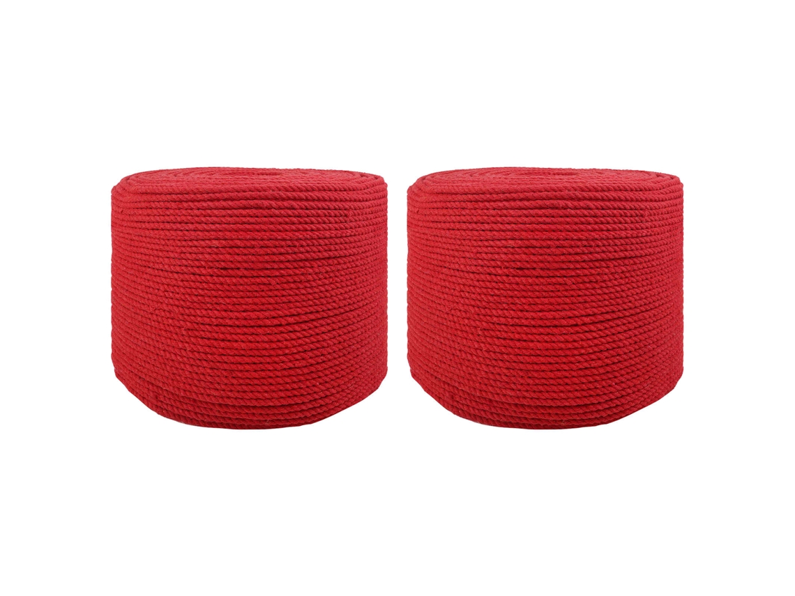 Vidaxl Cordão De Algodão 2 Unid. 2 Mm 100 M Vermelho 100% Algodão