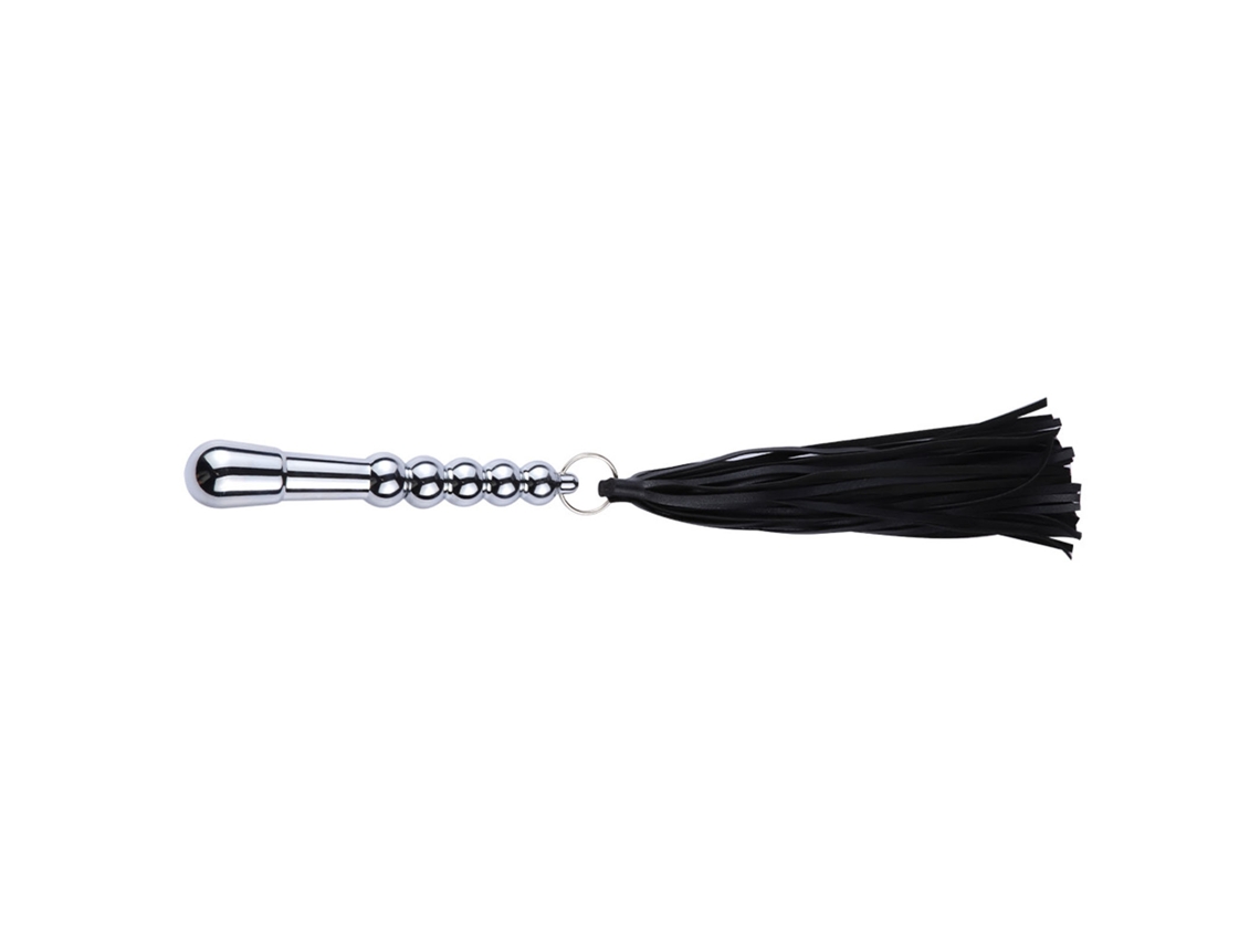 Juguete Plug Anal De Metal Com Chicote 45cm Para Casais Aço Alumínio Preto