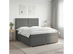 Vidaxl Cama Box Spring Com Colchão Cinzento-escuro 140 X 200 Cm Tecido