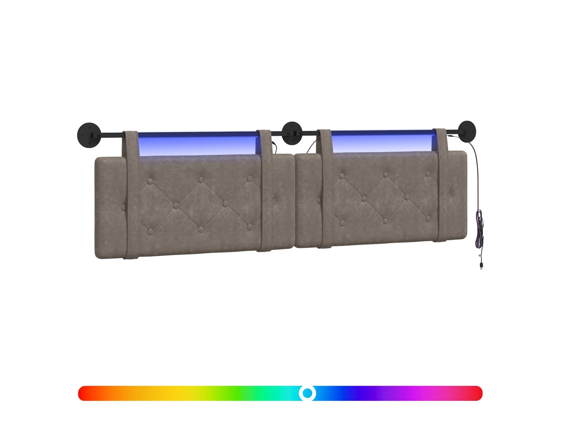 Conjunto 1 Cabeceira Vidaxl Cinzento Couro Sintético (170 X 55 X 5 Cm)