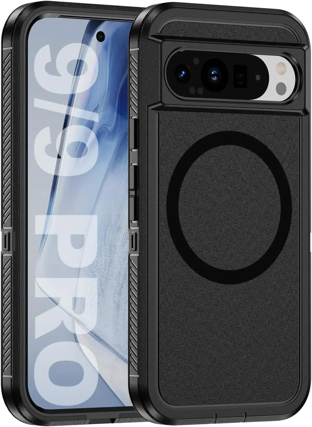 (preto, Google Pixel 9 Pro Xl) Capa Protetora Resistente Com Acabamento Fosco, Compatível Com Carregamento Sem Fio Magnético E À Prova De Choque.