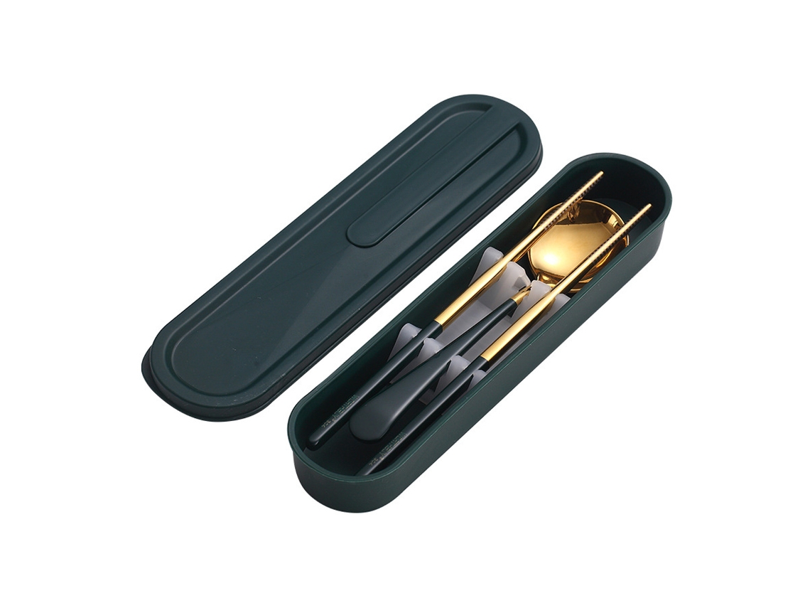 Conjunto de Talheres para Viagem em Aço Inoxidável para Camping e Escritório RNEMITERY