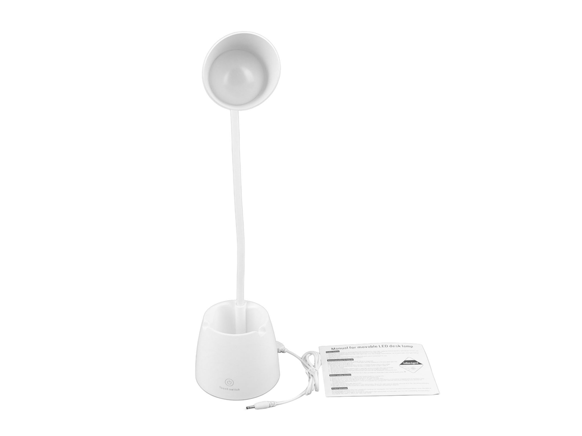 Lâmpada de Mesa Led Recarregável 2000mah Touch Regulável para Leitura com Porta canetas