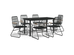 Conjunto Jantar Jardim 7 Pcs Vime PVC Preto MAISON EXCLUSIVE