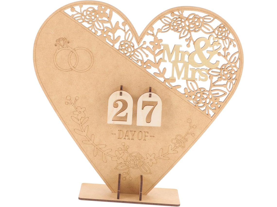Calendário De Casamento De Madeira, 2 Peças, Decoração Comemorativa Do Advento.