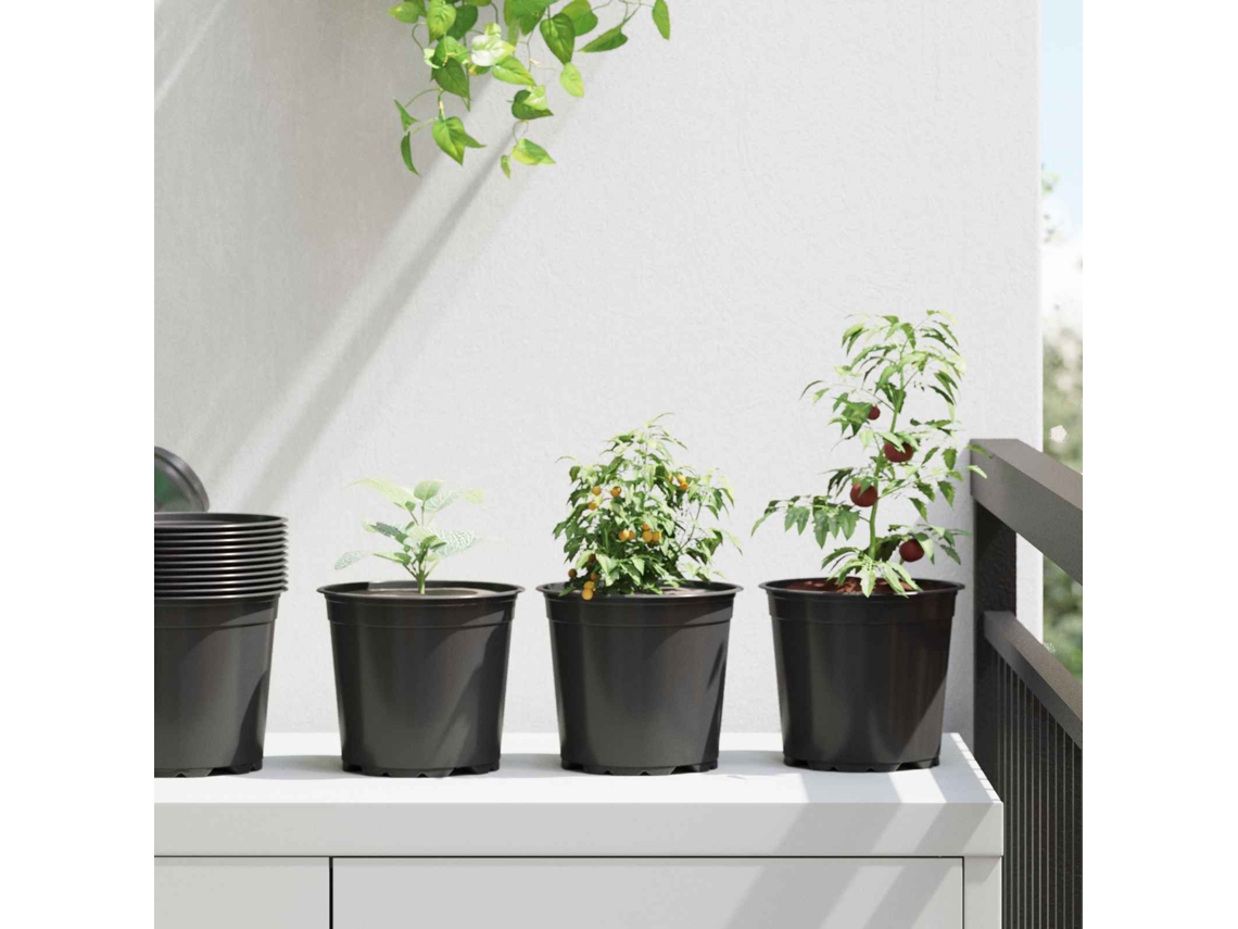Vidaxl Vaso Redondo Para Flores 200 Unid. Preto Ø 15 X 13 Cm Plástico