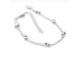 Pulseira De Tornozelo Com Contas Decorativas E Cadeia Extensível