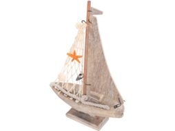 Ornamento Mediterrâneo, Modelo de Barco à Vela na Madeira, Estilo Náutico Rústico Vintage, Estátua de Barco