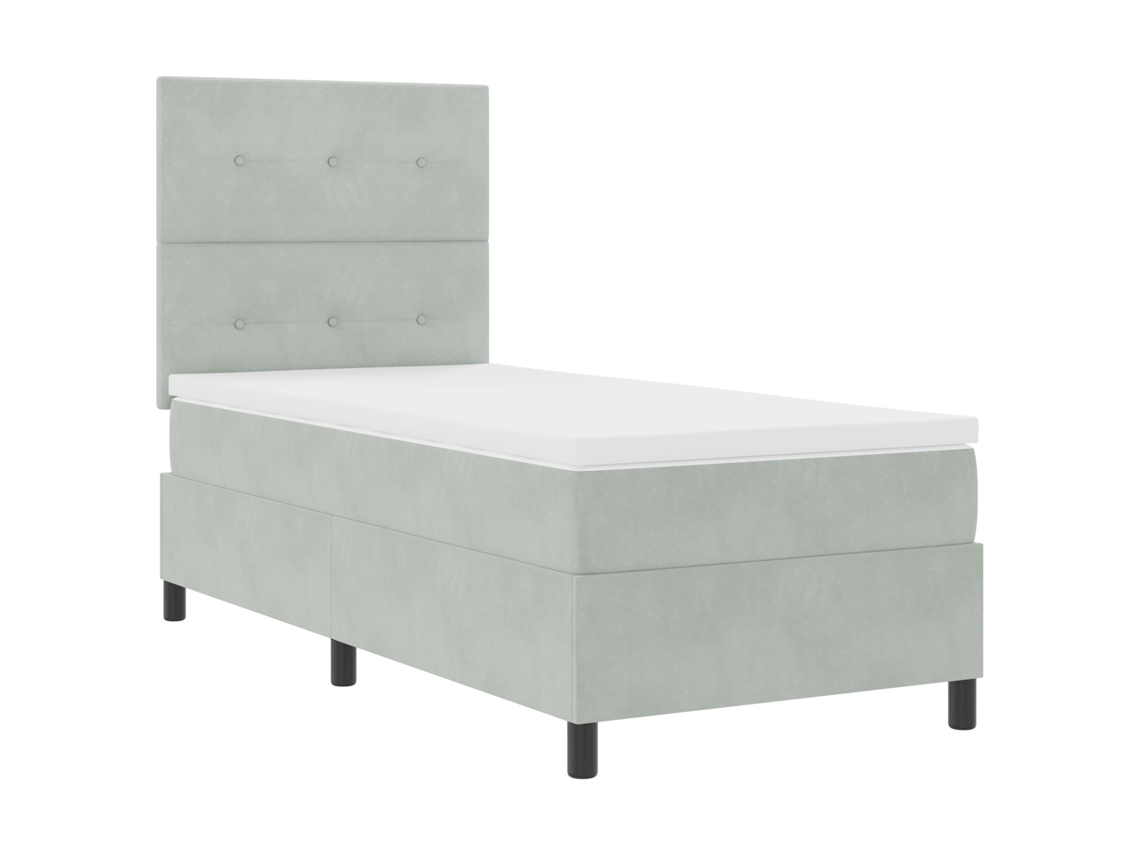 Conjunto 1 Cama Box Vidaxl Cinzento-claro Veludo (90 X 190 Cm)