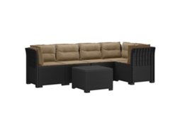 Vidaxl Sofá De Jardim De 5 Pessoas Com Almofadas Visual De Rattan Pp