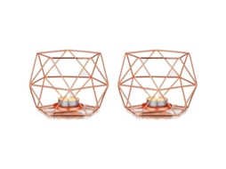 Portavasos De Velas Tea Light 2 Piezas Rosa Oro Geométrico Para Bodas Decoración Hogar Fiesta