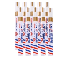 Marcador De Tinta Permanente, Impermeável, Uso Em Múltiplas Superfícies, 10 Ouro