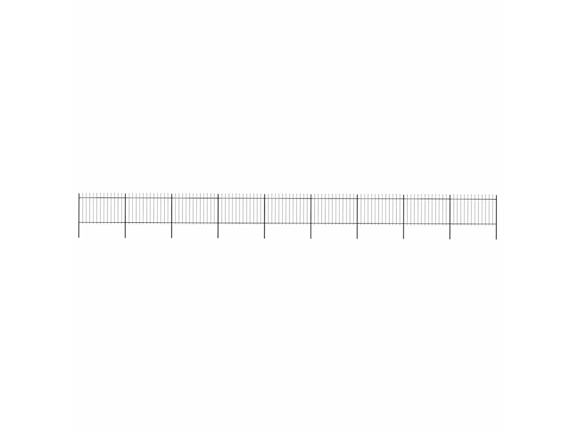 Vidaxl Cerca De Jardim Com Topo Em Forma De Lança Em Aço 1506x120 Cm, Preta