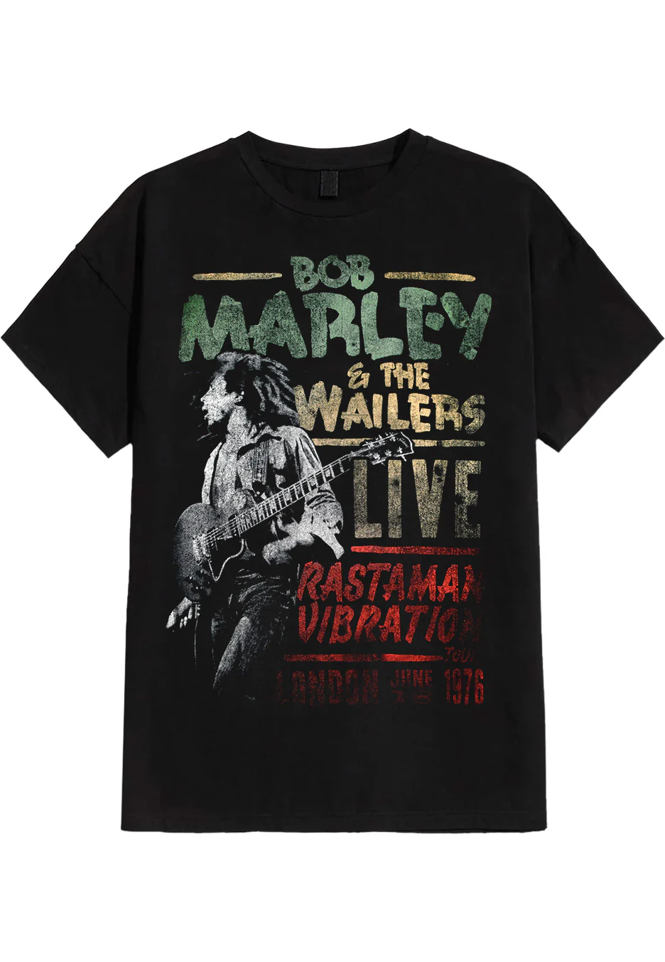 Size:s Rockinstone Bob Marley - Rastaman Vibration Tour 1976 - T-shirt Unisex Adults