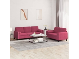 Vidaxl 2 Pcs Conjunto De Sofás Com Almofadas Veludo Vermelho-tinto