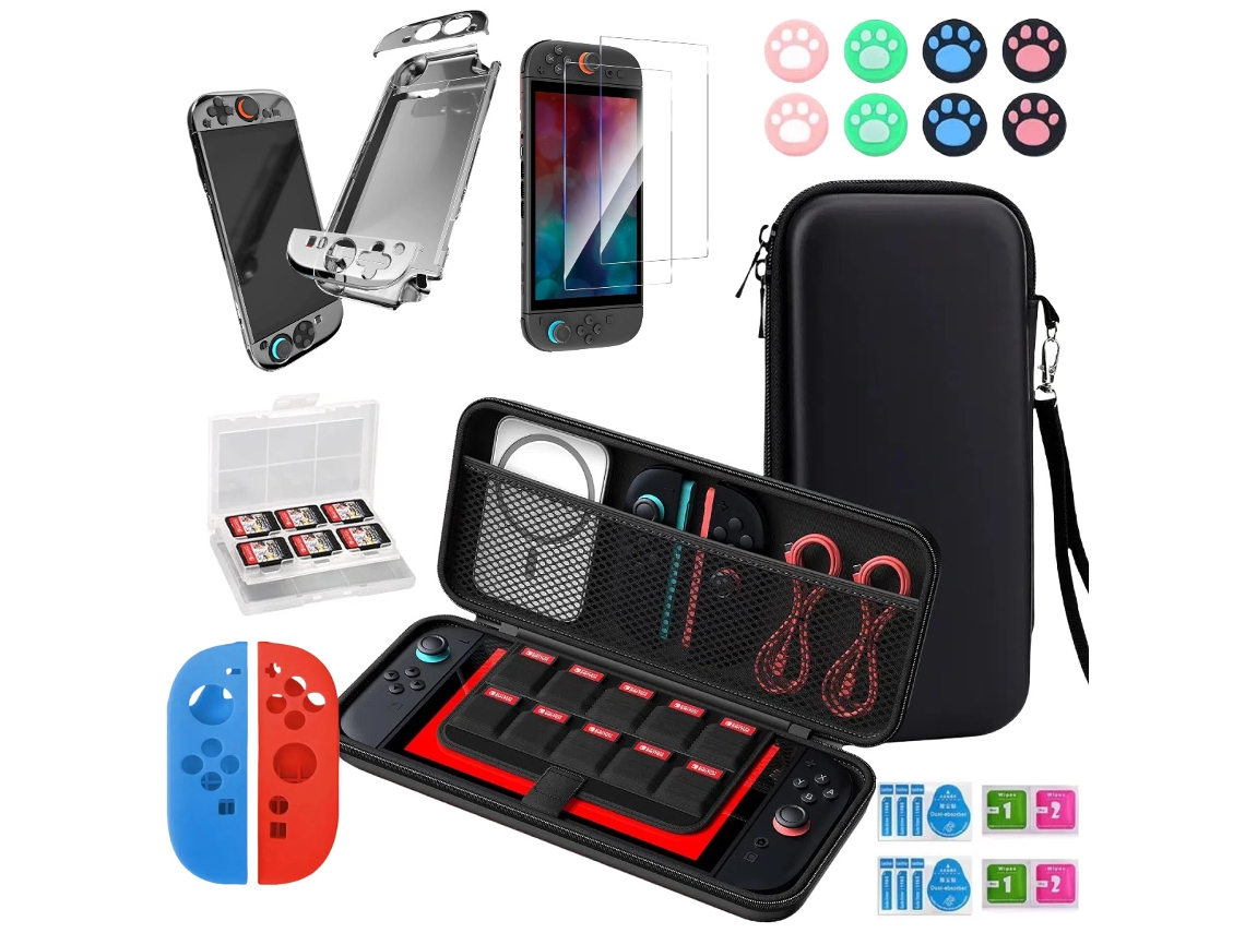 Adequado Bolsa De Armazenamento Para Switch2 Bolsa De Transporte Portátil Com Capa Rígida, Tampa Basculante, Vidro Temperado E Capa Protetora Cuich