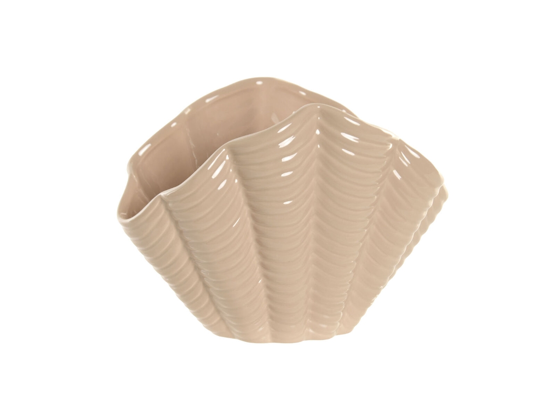 Vaso Home Esprit Bege Grés Concha Mediterrâneo 25 X 14,5 X 17,5 Cm