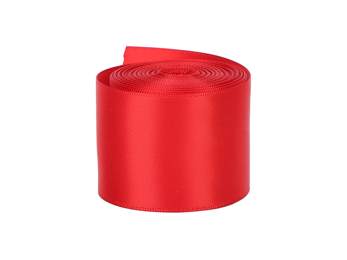 Fita de poliéster e seda dupla face 2026, 3,8 cm (1,5 pol.), vermelha, ideal para presentes, casamentos, projetos DIY, penteados e artesanato.