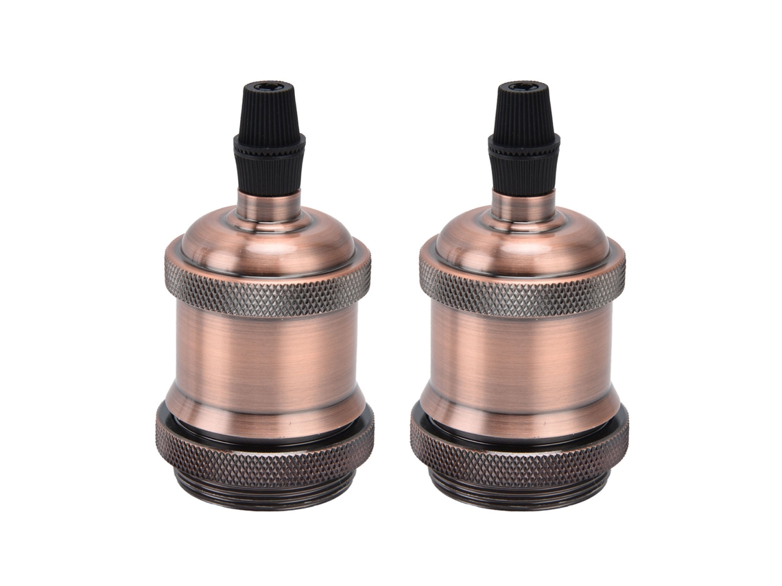 2026 2pcs Base de Lámpara Vintage de Aluminio Retro para Bombillas E26/e27 Accesorios Diy Bronce Rojo