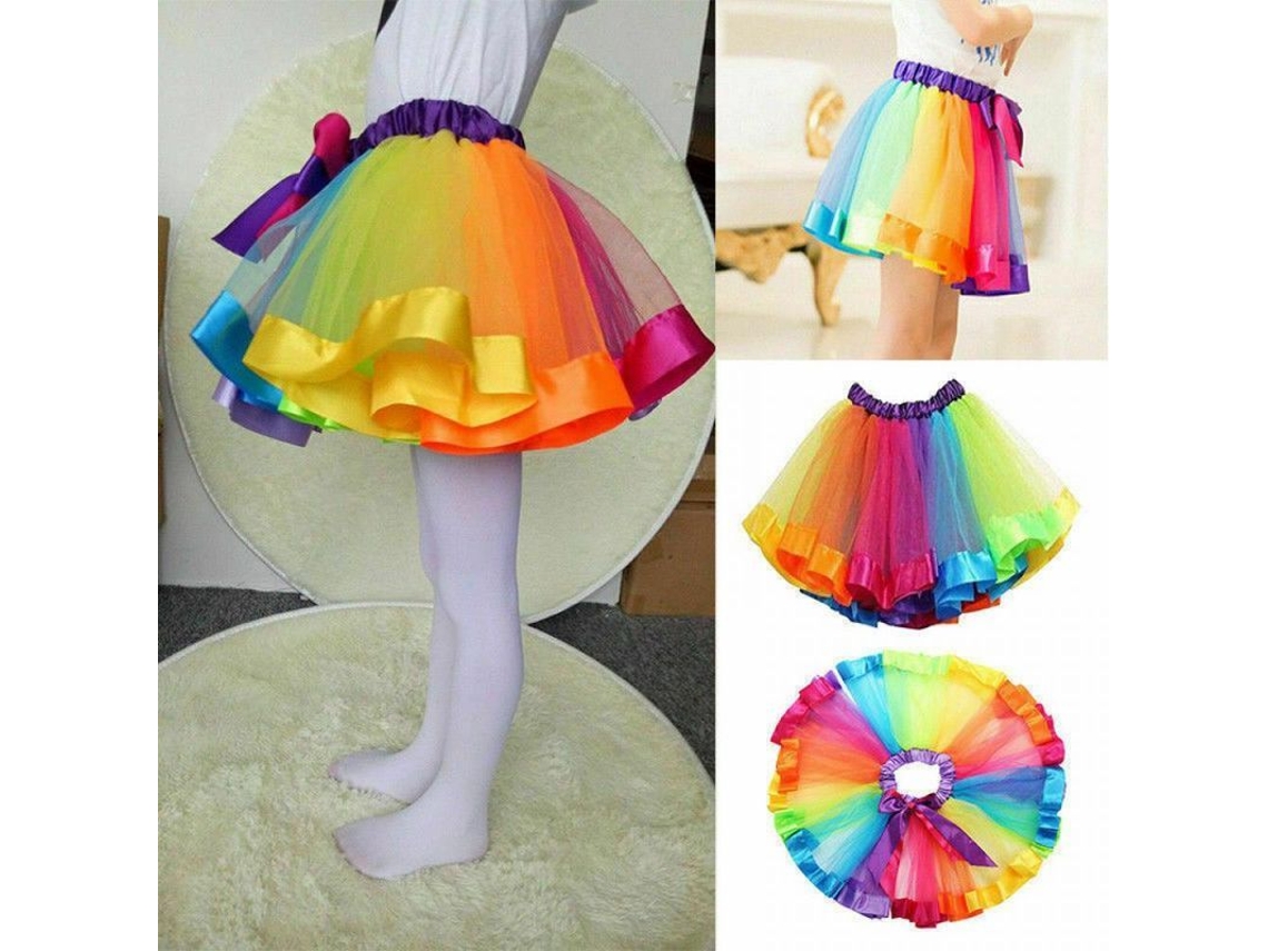 2026-vestido Arcoíris Para Niñas Pollera Tutú Ballet Fiesta Cumpleaños Escenario Mbc L (5-8 Anos)
