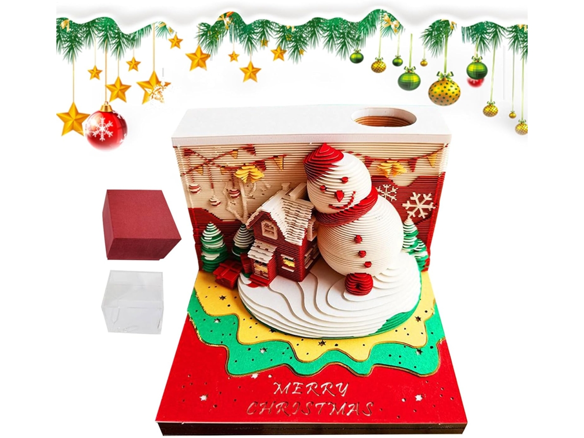 Calendário De Natal Com Boneco De Neve Recortado Em Papel, Bloco De Notas 3d, Decoração Para Casa, Escritório