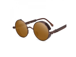 2026-óculos De Sol Redondos Vintage Steampunk Góticos De Metal Retro Design Para Homem E Mulher Brown Brown