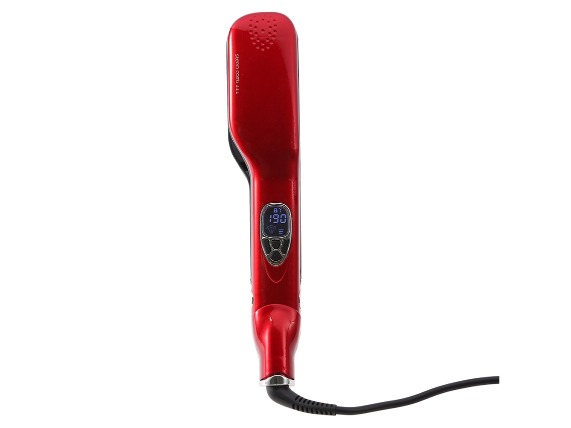2026 planchita de Cabelo com Vapor e Display de Temperatura Cerâmica Turmalina para Penteado e Alisamento Vermelha