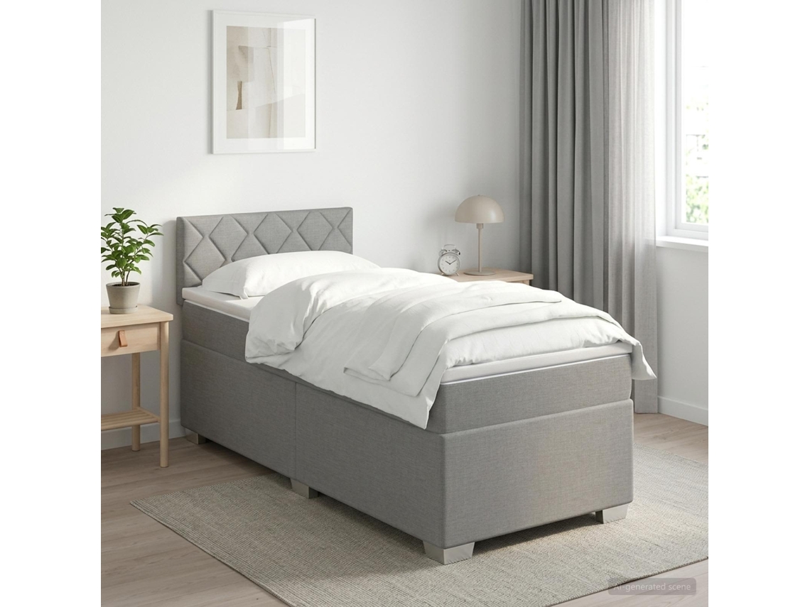 Vidaxl Cama Box Spring Com Colchão E Led Cinzento-claro 80 X 200 Cm