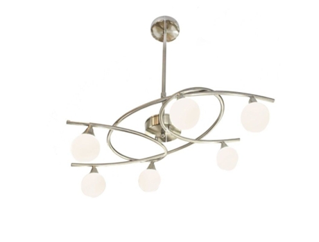 Candeeiro De Teto 6 Luzes Lotto Níquel Acetinado Cr 046 2195 6 053 Cristalrecord